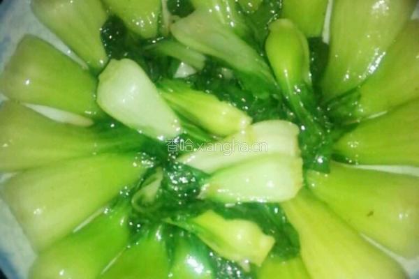 油菜炒香菇的做法图解2