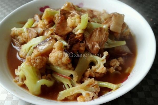 菜花炒肉的做法图解4