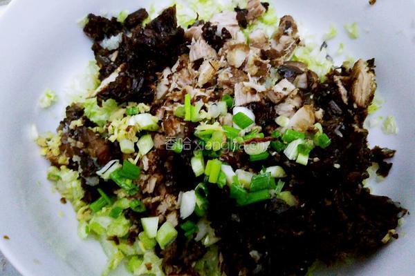 白菜剩扣肉包子的做法图解6