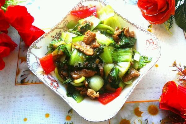 油菜熘肉片