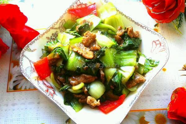 油菜熘肉片的做法图解5