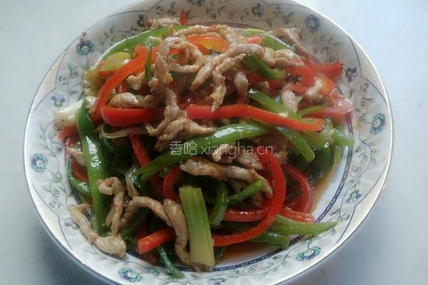 青红椒炒肉丝的做法图解11