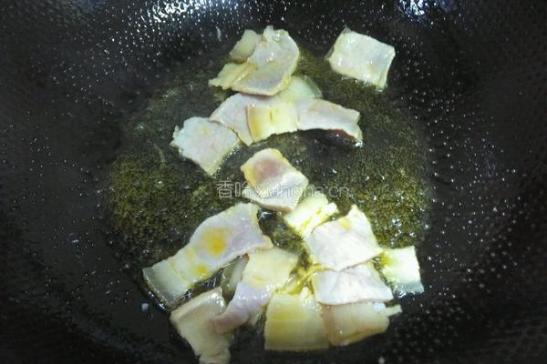 青菜炒咸肉的做法图解3
