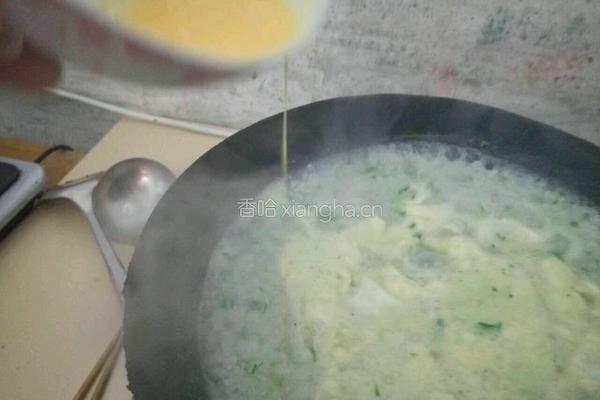 虾皮油菜蛋花粥的做法图解3