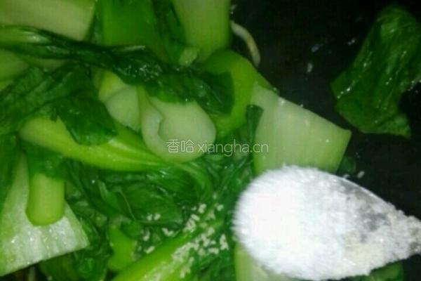 油菜炒香菇的做法图解3