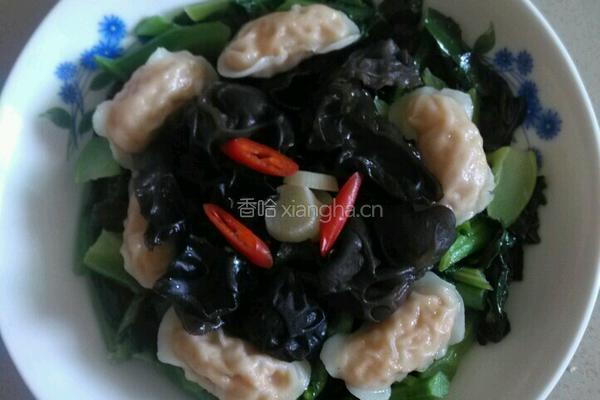 芥兰木耳炒饺的做法图解10