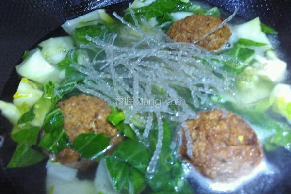 青菜肉圆粉丝煲的做法图解4