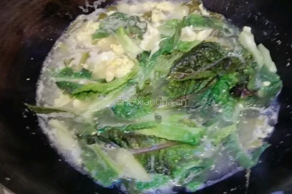 酸菜莴笋叶子蛋汤的做法图解5