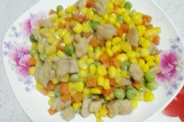 玉米红罗卜青豆肉丁的做法图解5