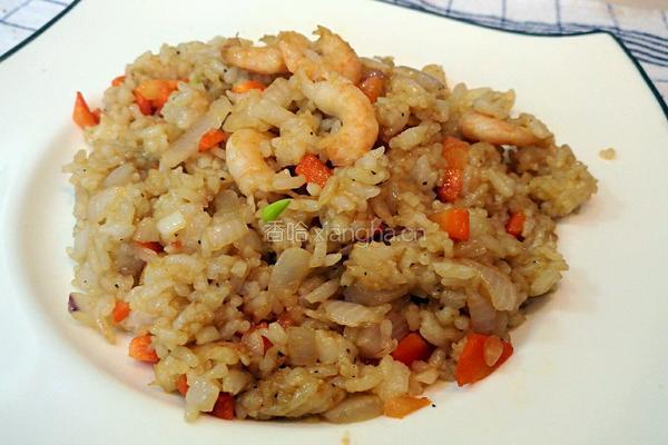 北极甜虾炒饭的做法图解3