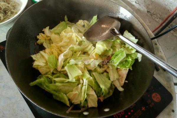 包菜粉条肉的做法图解3