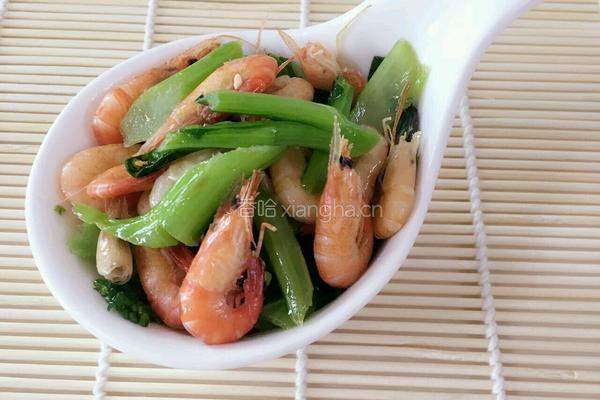 菜心炒河虾的做法图解6