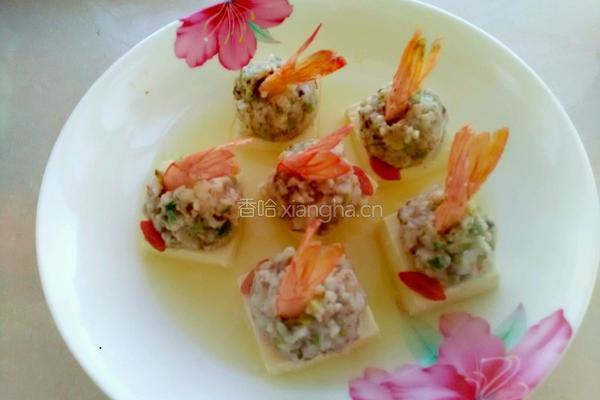 凤尾虾球蒸豆腐的做法图解12