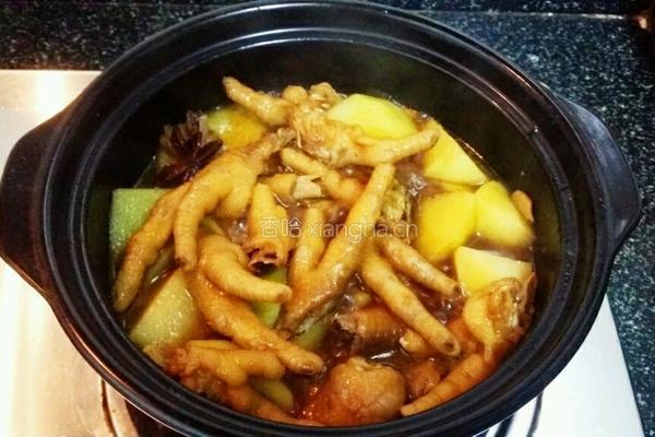 豆腐泡土豆鸡爪煲的做法图解11