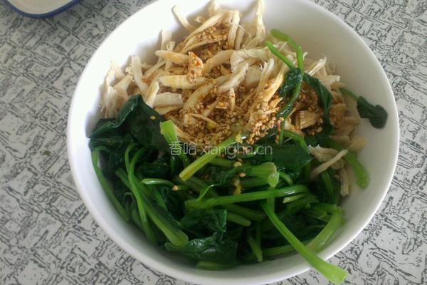 芥末鸡丝拌菠菜的做法图解6
