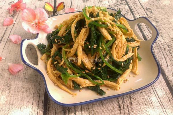 芥末鸡丝拌菠菜的做法图解7