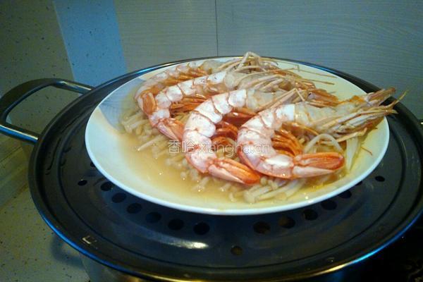 金针菇粉丝蒸虾的做法图解6