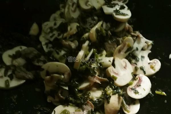 倒笃菜肉片炒平菇的做法图解5