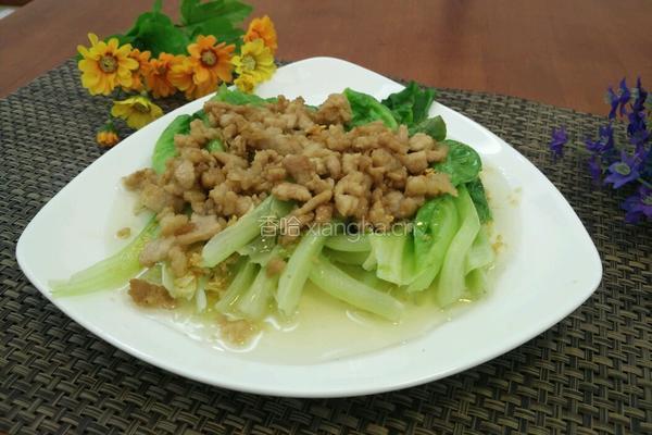 白灼生菜炒肉末的做法图解13