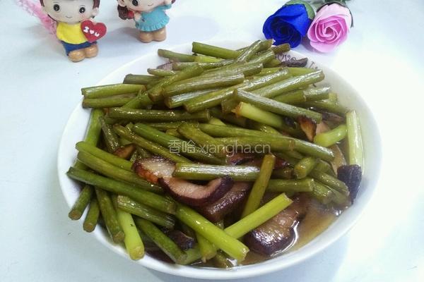 蒜苔炒腊肉的做法图解6
