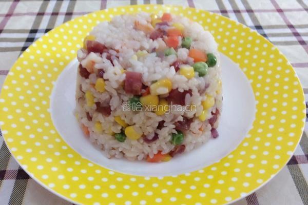 腊肠虾仁什锦炒饭的做法图解11