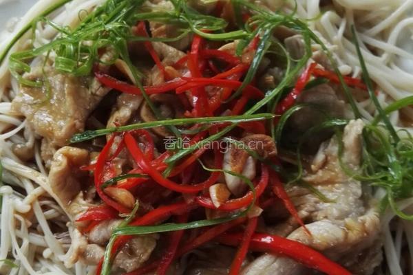 浇油金针菇肉片的做法图解6