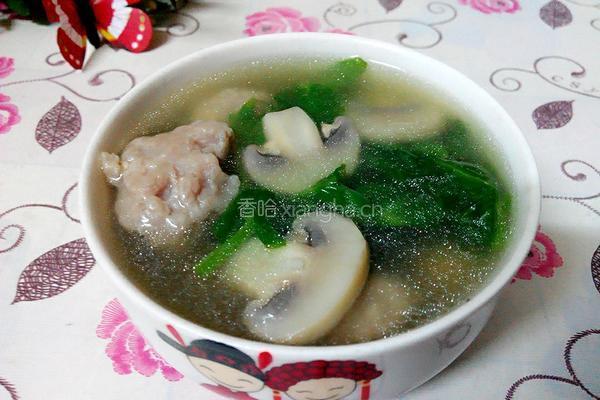 豆苗口蘑肉丸汤的做法图解7