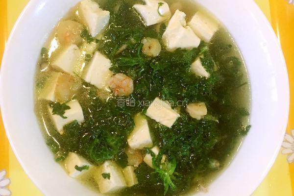 荠菜虾仁豆腐汤的做法图解6