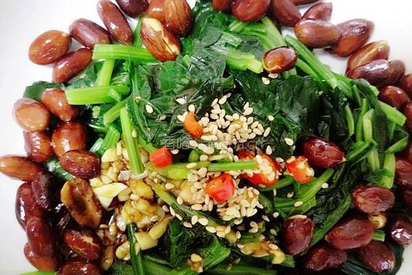 凉拌菠菜花生米的做法图解4