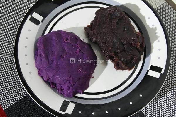 豆沙紫薯麻球的做法图解1