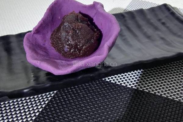 豆沙紫薯麻球的做法图解3