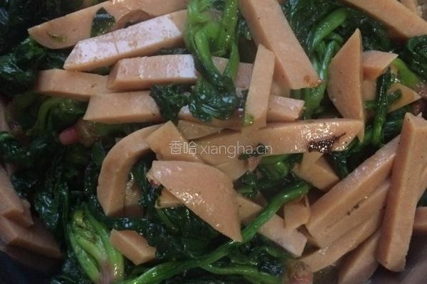 午餐肉炒菠菜的做法图解4