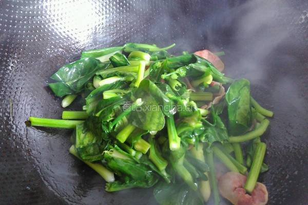 菜苔炒香肠的做法图解4