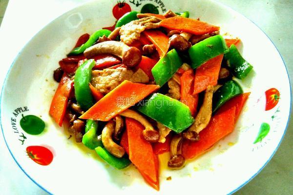 青菜炒滑子蘑的做法图解7
