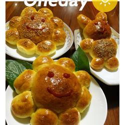 花朵与兔子豆沙面包的做法[图]