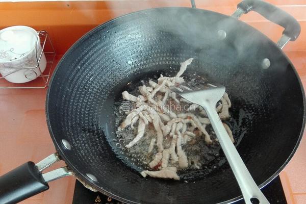 肉丝炒蒜苔的做法图解7