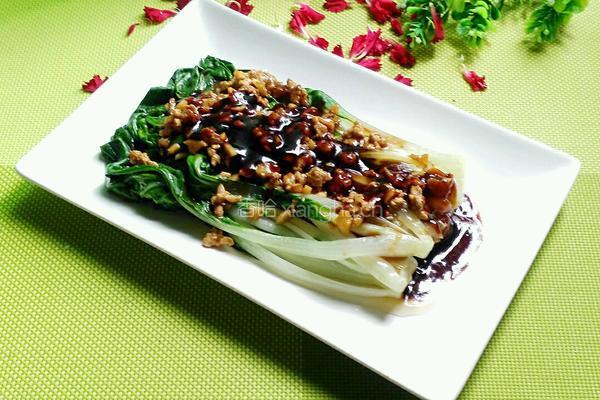 蒜香肉沫淋小白菜的做法图解8