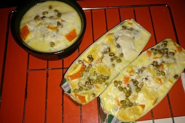 橙香绿豆花椰奶布丁