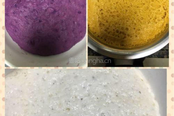 南瓜紫薯礼品豆沙包的做法图解3
