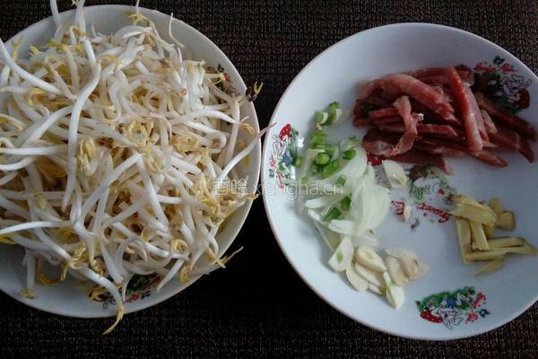 肉丝炒豆芽的做法图解1