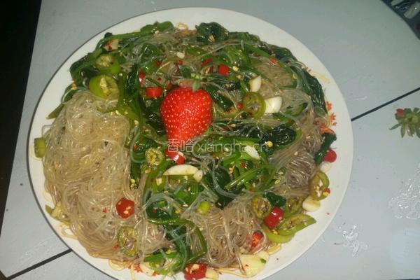 凉拌双椒菠菜粉丝的做法图解9