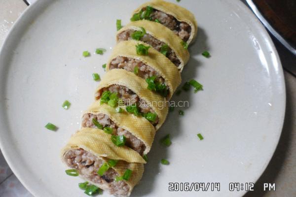 香菇肉沫豆皮卷的做法图解8