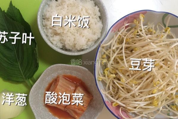 辣白菜豆芽拌饭的做法图解1