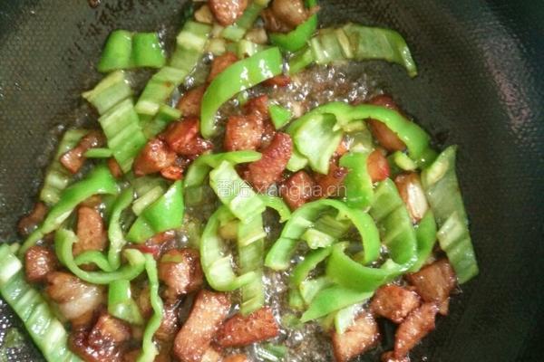 猪肉炒青椒红萝卜的做法图解4