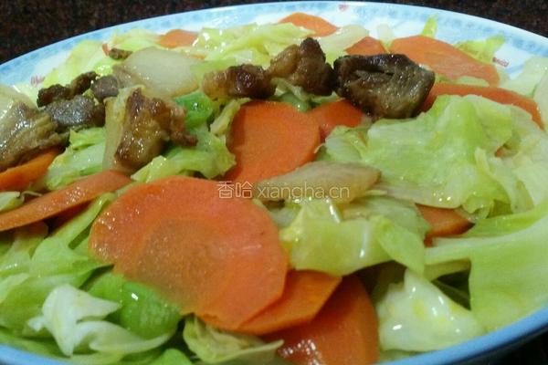 胡萝卜包菜炒肉的做法图解9