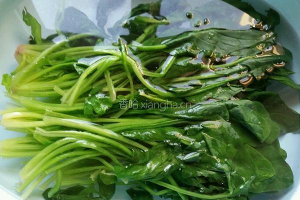凉拌菠菜花生米的做法图解3