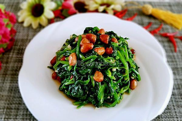凉拌菠菜花生米的做法图解7