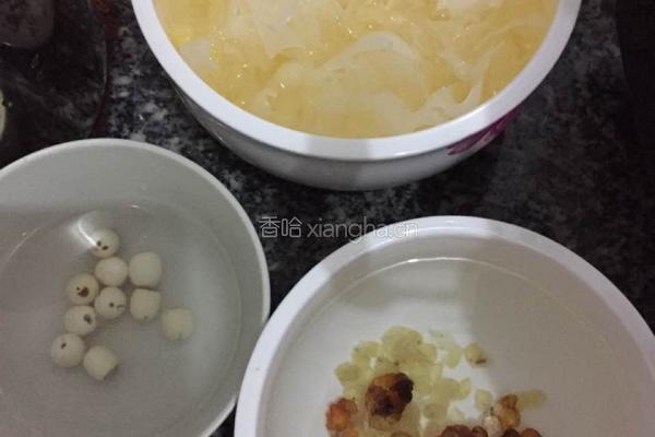 桃胶雪莲子银耳汤的做法图解1