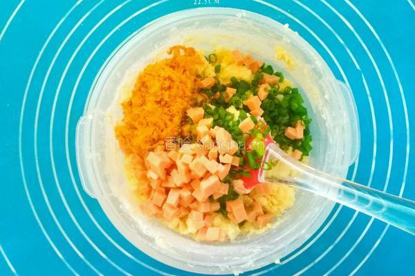 香葱火腿肉松咸饼干的做法图解6