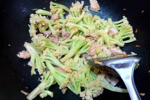 菜花炒肉的做法图解8